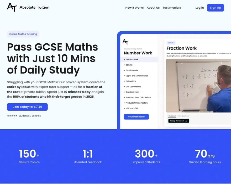 Absolute Tuition — live site screenshot