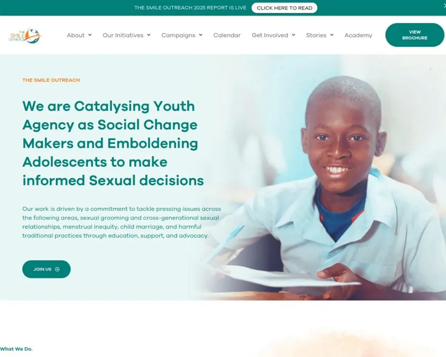 The Smile Outreach — live site screenshot